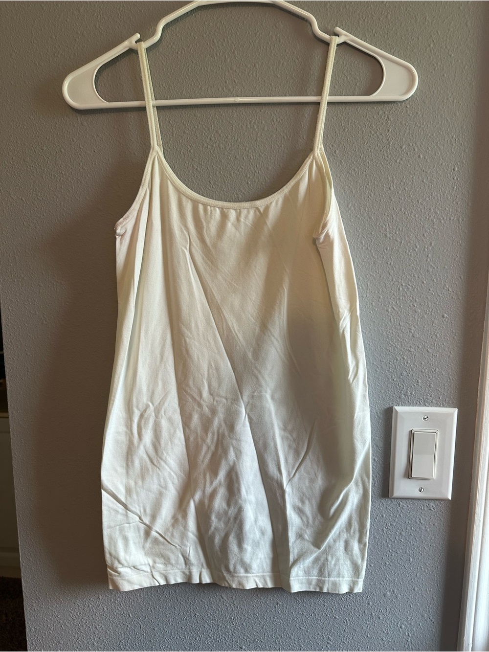 White Spaghetti Strap Maternity Tank